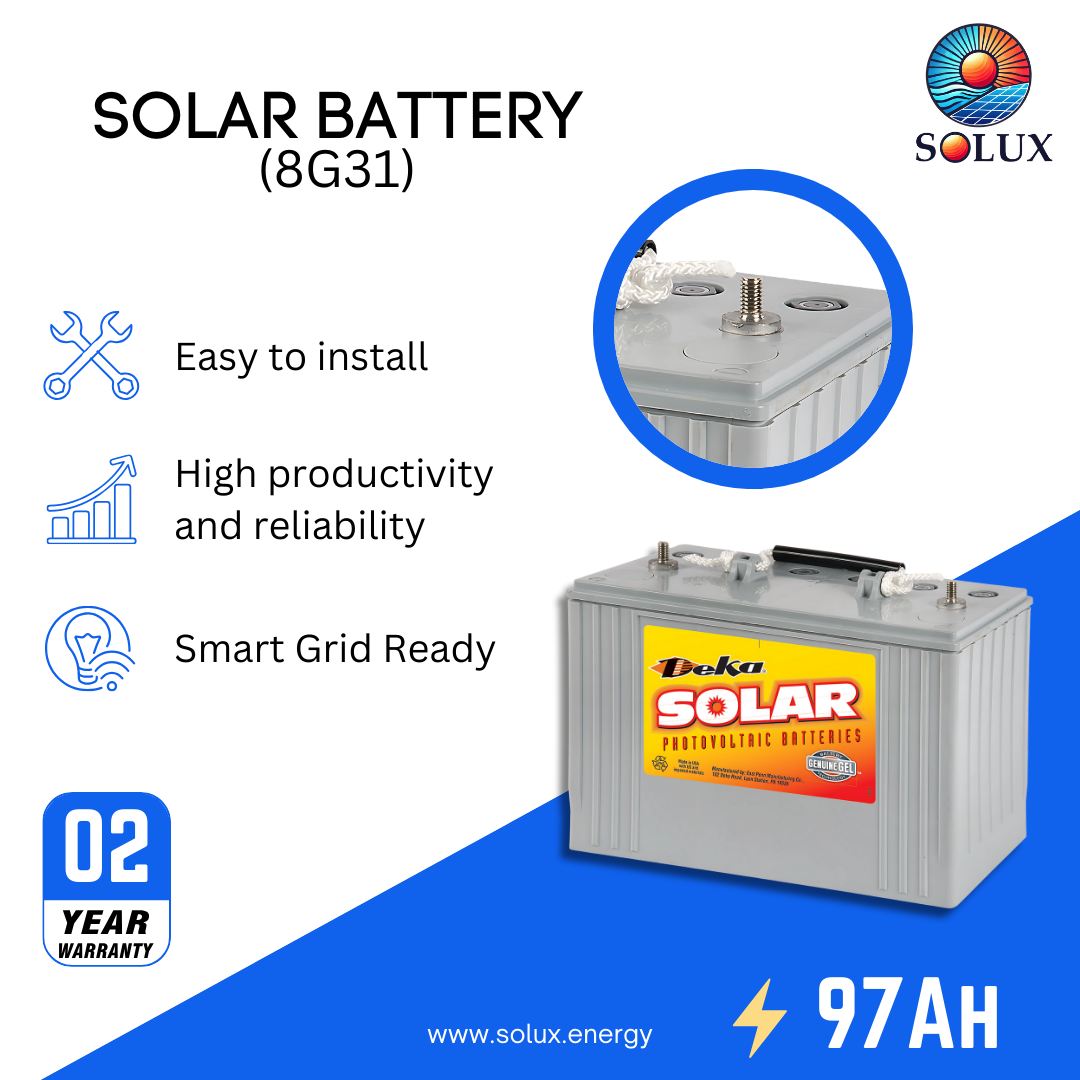 This is an image of MK Deka 8G31 97Ah 12VDC Deep Cycle Sealed GEL Batteries